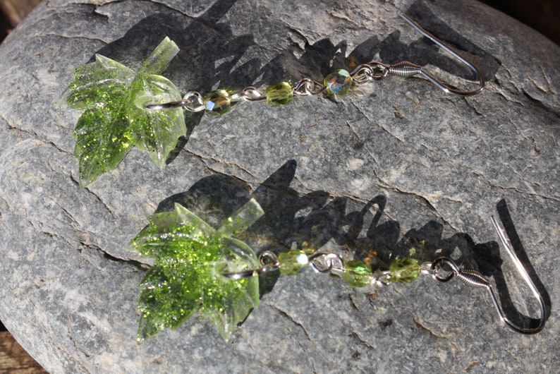 leaf jewel fairy jewelry elven earrings elven jewel Fairy earrings Leaf earrings