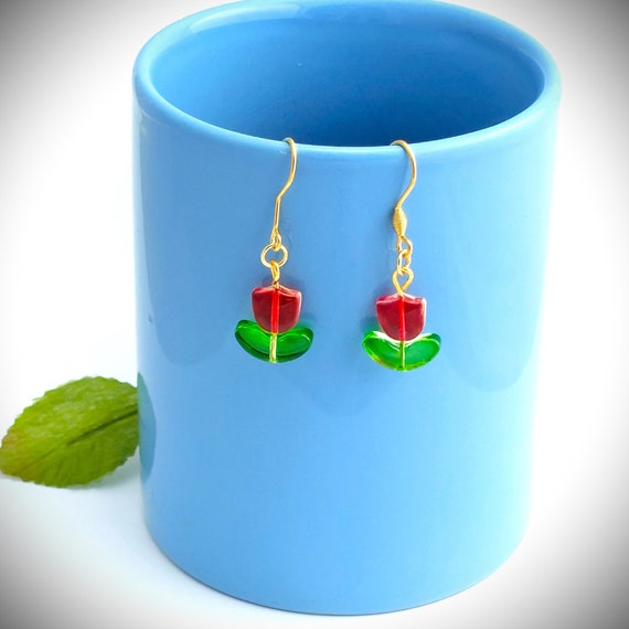 Boucles d'oreilles tulipes en verre