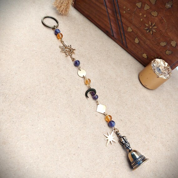 Cloche de sorcière Améthyste, Citrine, Soleil, Lune, Etoile 