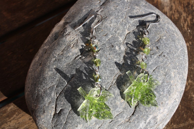 leaf jewel fairy jewelry elven earrings elven jewel Fairy earrings Leaf earrings