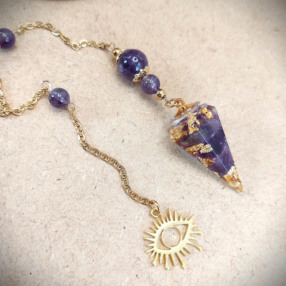 Pendule Améthyste et Œil Protecteur, Protection et Intuition