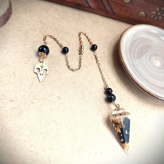 Pendule divinatoire L'Œil du Corbeau, onyx noir