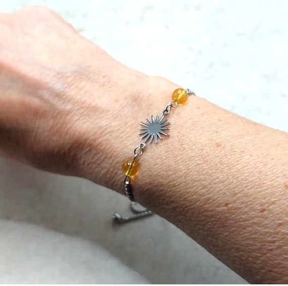 Bracelet Soleil argenté et Citrine
