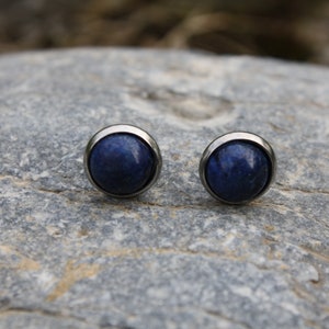 Boucles d'oreilles puces argentées pierre naturelle boucles d'oreilles clou pierre boucles d'oreilles pierre bijou pierre naturelle Lapis lazuli