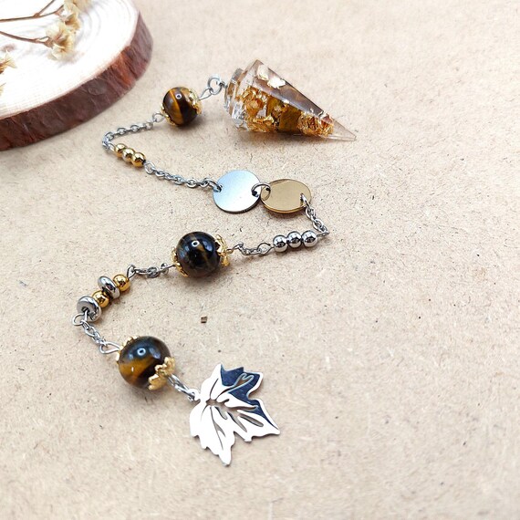 Pendule divinatoire "Souffle de la Forêt" œil de tigre