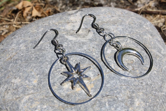 Mismatched celestial earrings