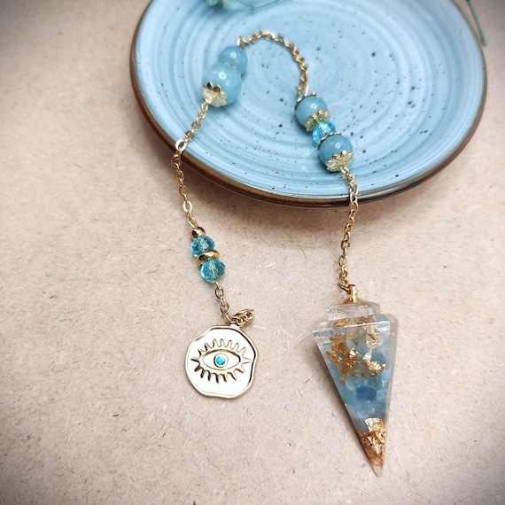 Pendule divinatoire Éclat de Vérité Œil Protecteur, Aigue-marine