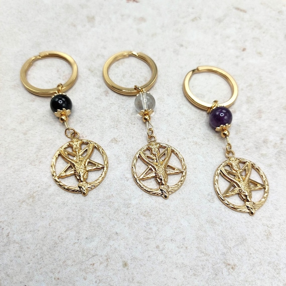 Porte-clé Pentagramme Baphomet doré