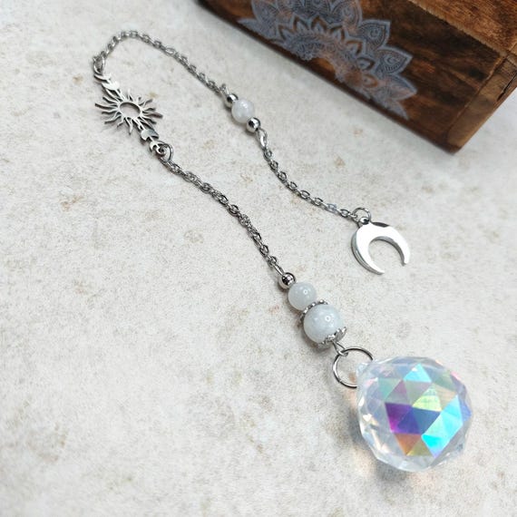 Pendule divinatoire Eclipse, Crystal, Soleil, Pierre de lune Collection Prisme de Lumière Creharmony
