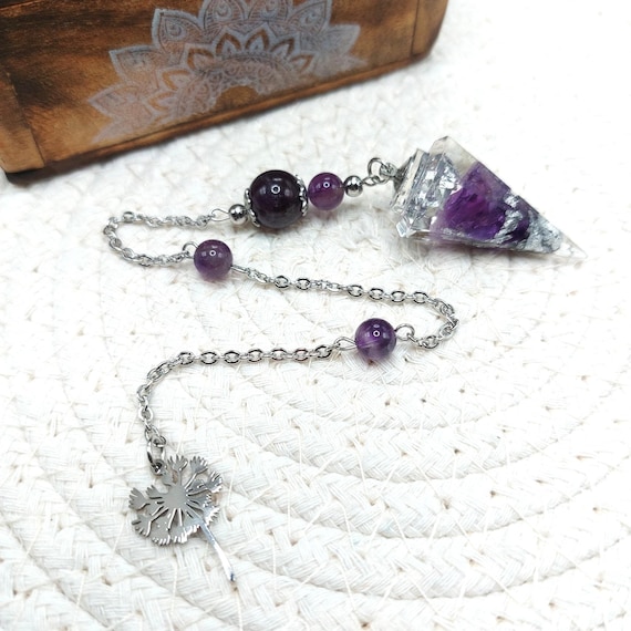 Pendule divinatoire améthyste pendentif personnalisable