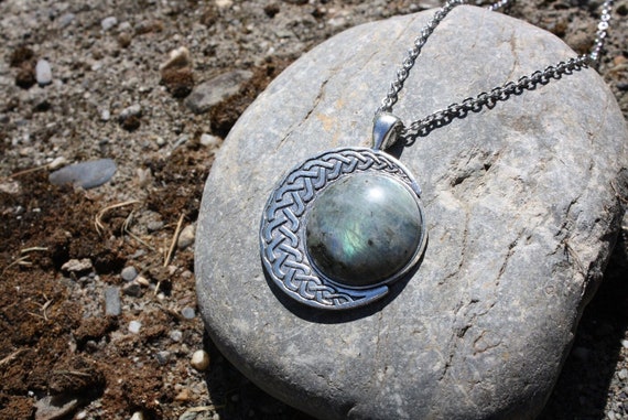 Labradorite moon necklace