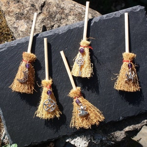 Witch's altar broom Witch's broom Magic broom Besom Ritual broom Witch decoration house protection broom image 1