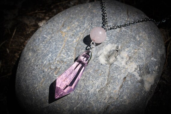 Pink crystal pendulum necklace