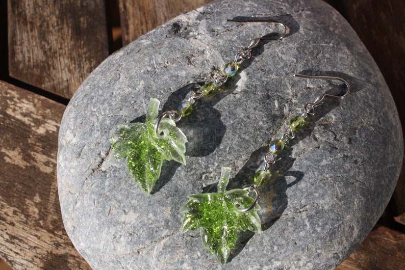 leaf jewel fairy jewelry elven earrings elven jewel Fairy earrings Leaf earrings