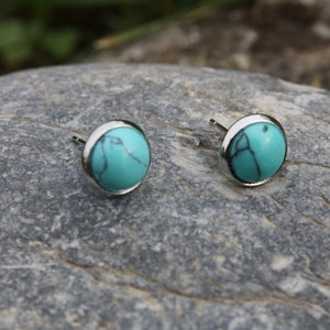 Boucles d'oreilles puces argentées pierre naturelle boucles d'oreilles clou pierre boucles d'oreilles pierre bijou pierre naturelle Turquoise