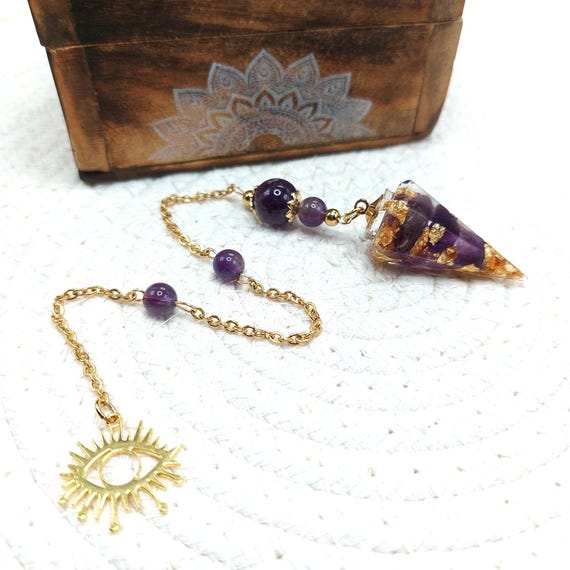 Pendule divinatoire améthyste pendentif personnalisable