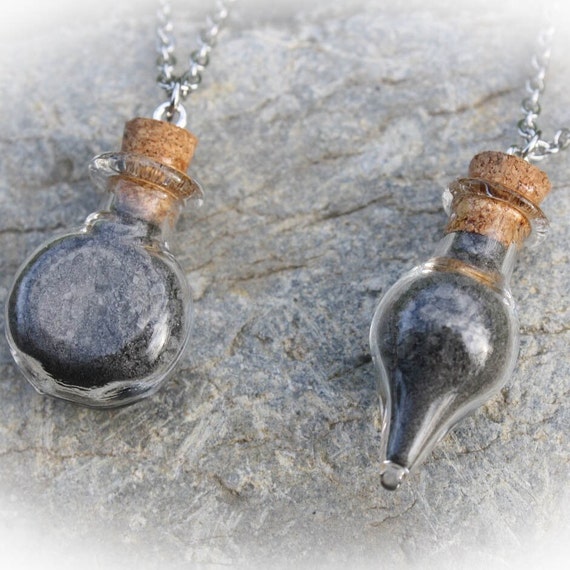 Black salt protection vial amulet necklace