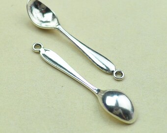 2pcs-2.25 silver Spoon Charm pendant 