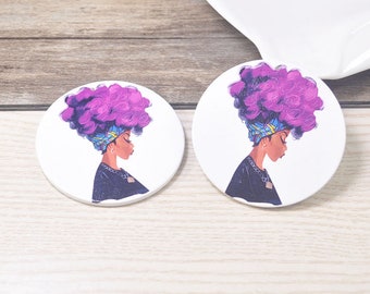 5 pares corte láser de madera africana impresión pendientes, impreso redondo africano queen pendientes, joyería ligera, pendientes afrocéntricos Afro 60mm #A8