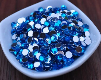 of 2000pcs set,Acrylic Rhinestone--5mm Glitter Flatback dodgerblue Rhinestones for DIY Embellishment