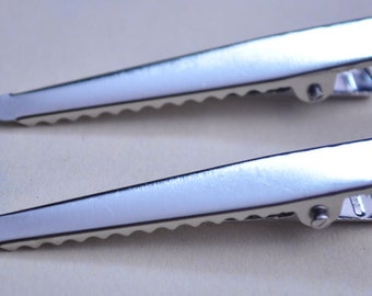20pcs--47x7mm plateado metal plana cocodrilo clips de pelo de punta