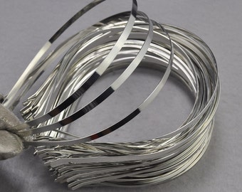 Silver Plated Metal Headband--20pcs 5mm Silver Plated Metal Headbands With Bent End