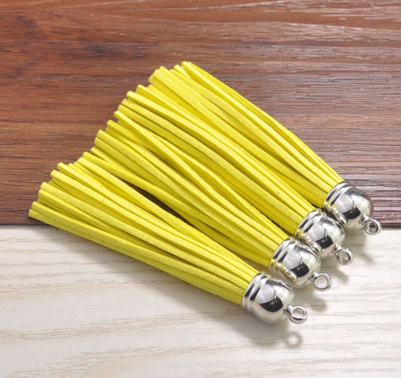 10pcs Long Tassels Craft,Lemon Suede Leather Tassels,Fringe Tassels