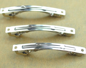 Silver Hair Clips--30pcs Barrette Clips,Silver Plated Metal French Chips 51x5mm