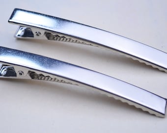 20pcs--80x9mm plateado plano pinzas pasador cabello metal