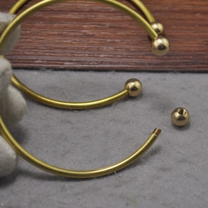 4pcs Bracelet Bangle,Gold Copper Bracelet Base,Screw Ball Cuff Fit Charm 3mm Thickness