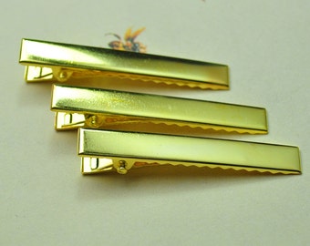 100pcs Hair Accessories,Metal hair clips--56x8mm Gold plated flat metal alligator clips