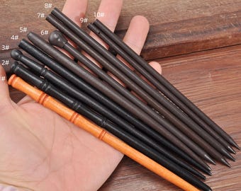 10 horquillas de madera, pasadores para el cabello de madera, madera maciza lacada en negro y marrón café, pasadores para el cabello, chal, lápiz, horquilla, adorno para el cabello de madera, venta al por mayor