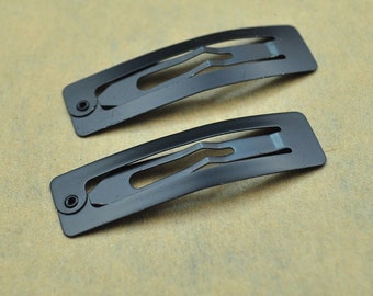 Metall Haarspangen Snap--50pcs schwarz Quadrat Ringnuten Haarspangen 48mm