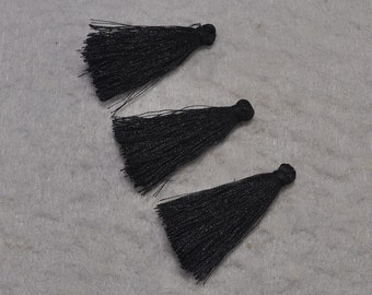 Black Silk Tassels,40mm(1.57''inch) Handmade Polyester Silk Tassel Charms,Tiny Short Tassel,Thread Tassels,Tassel Earring findings