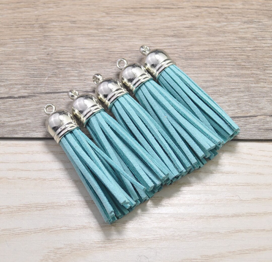 20pcs Medium Tassels Craft 2'',turquoise Blue Suede Leather