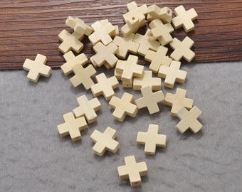 100pcs wooden cross beads,mini wooden cross pendant 15x15x5mm,wooden Jesus craft