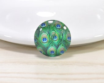 5pcs - 20mm a mano foto vetro Cabochon - perline schiena piatta cabochon - pavone