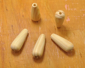 Unfinished Water Drop Bead,20pcs Natural TearDrop Wood  Beads 45x18mm For Your Handmade,DIY, Jewelry Supply, Wood Crafts