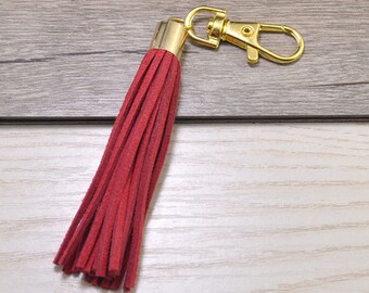 2pcs lunghe nappine 3,14 '', nappe rosso con chiusura chiave d'oro, nappa portachiavi, capsula oro rame, Charm in pelle nappa, nappa Bag Charm