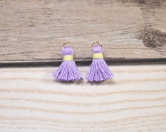 15mm mini Violet cotton tassels 20pcs,0.6'' tiny tassel with gold jump ring,tassel keychain,small tassels earrings jewelry FH09