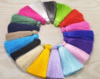 Großhandel, Quasten, sortierte Farben Seide Quasten, Dicke Quaste, 65 mm(2.55&#39;&#39;inch) Quasten für Schmuck, handgemachte Quaste, Troddel Ohrring zu finden-25pcs