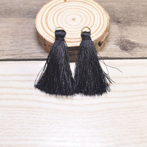 20pcs Black Silk Tassels With Gold Jump Rings,40mm(1.57''inch) Handmade Polyester Silk Tassel Charms,Tassel Earring,Necklace Jewelry S#03