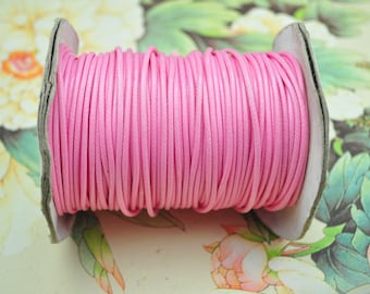 Waxed Cord--20 yards Geranium Pink Korea Wax String,Round Neon Waxed Polyester Cords For Bracelet Necklace--2.0mm
