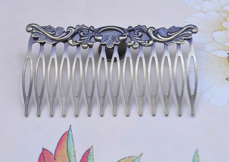Antique Bronze Metal Comb 10pcs Metal Hair Combs 14 Teeth Etsy