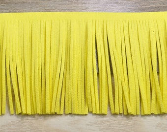 3,07 '' lunga frangia trim, finta pelle scamosciata Fringe Trim 78mm, vestito frangia trim, nappa con frange di limone fai da te per borse, portafogli, portachiavi, scarpe
