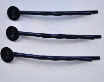 30st Haarspangen Schwarz Stein Bobby Pin mit 7mm Pad 42mm lang