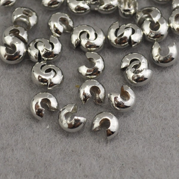 100 pcs White K Crimp Cover 5 mm,Copper Crimp Bead Cove, Lead, Nickel & Cadmium Free Jewelry Findings, metal findings