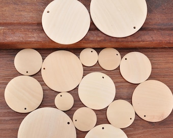 Round wooden Earrings 20mm/25mm/30mm/35mm/40mm/45mm/50mm/60mm-10Pcs Natural Wood Circle Wood Discs for Pendant,Necklace Bracelet DIY Finding