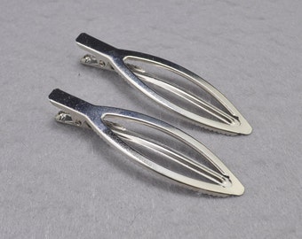 Hair clips,10pcs Leaf Shape Alligator Clip, Hair Bow, Diy Hair Clip,Silver Clips,Crafting Supplies(73mmx20mm)