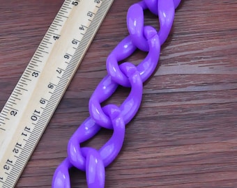 50pcs Plastic chain links,21x30mm purple chunky chain links,Curb chain links,